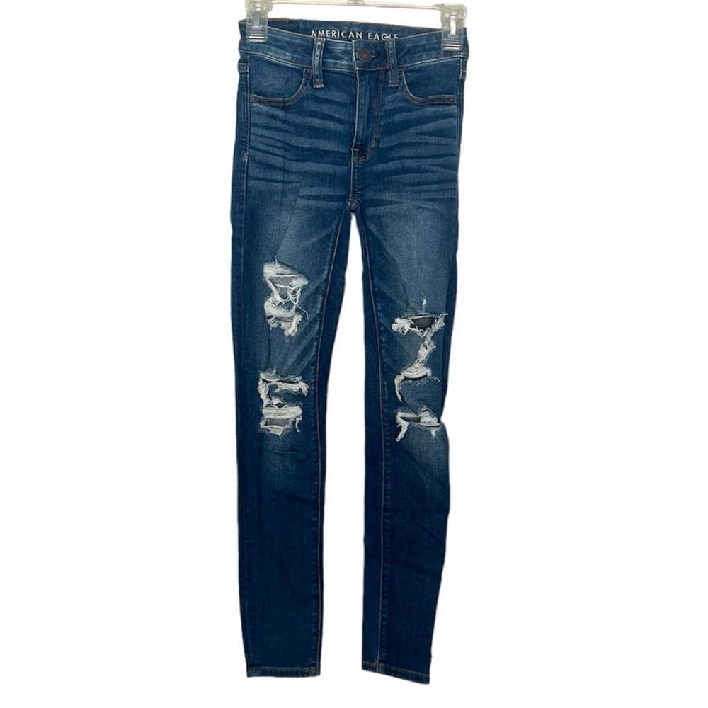 American Eagle Next Level Stretch High Rise Distressed Jegging 00